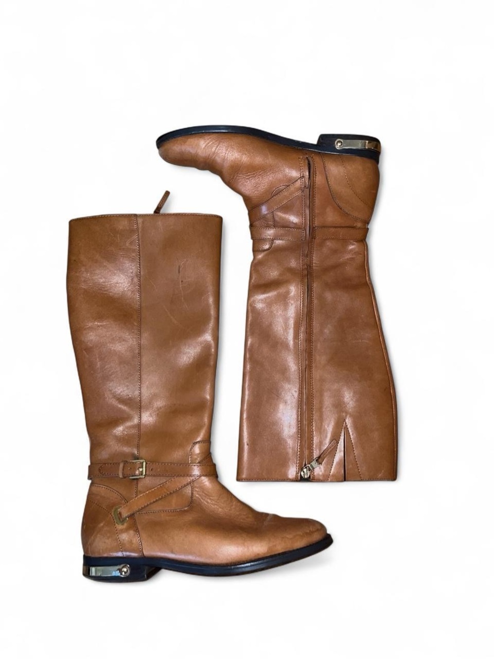 Ralph Lauren Cognac Leather Over-the-Knee Riding Boots